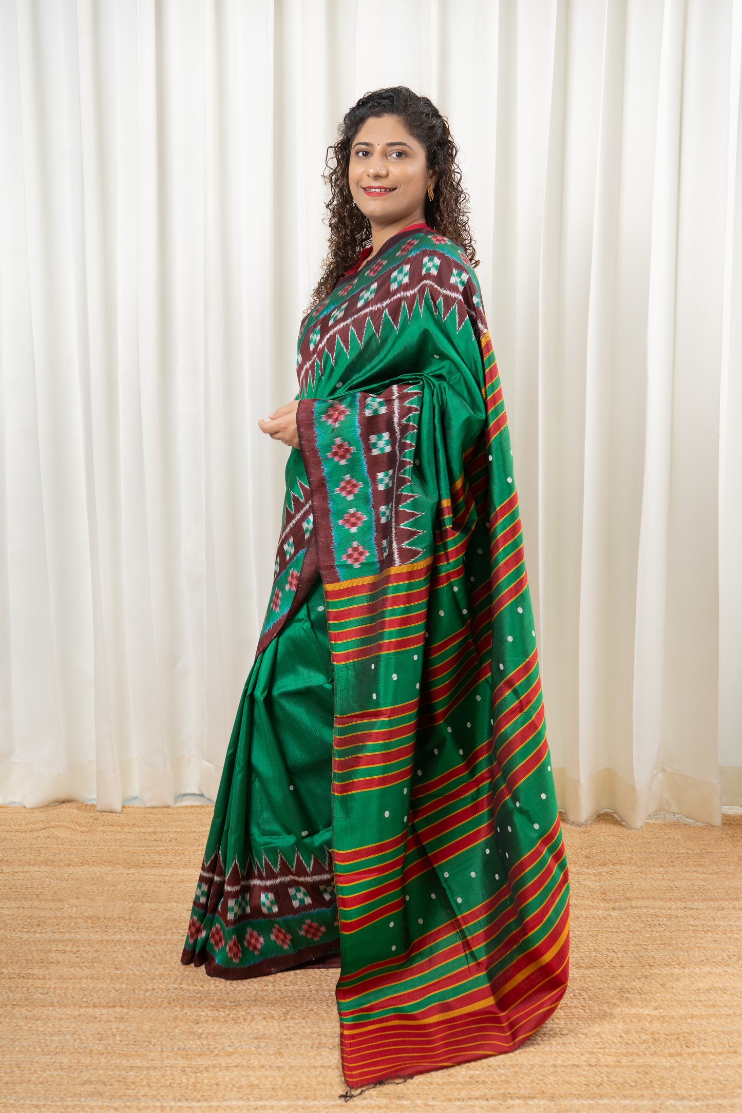 Exclusive Odisha Ikkat Pure Silk Saree- Green