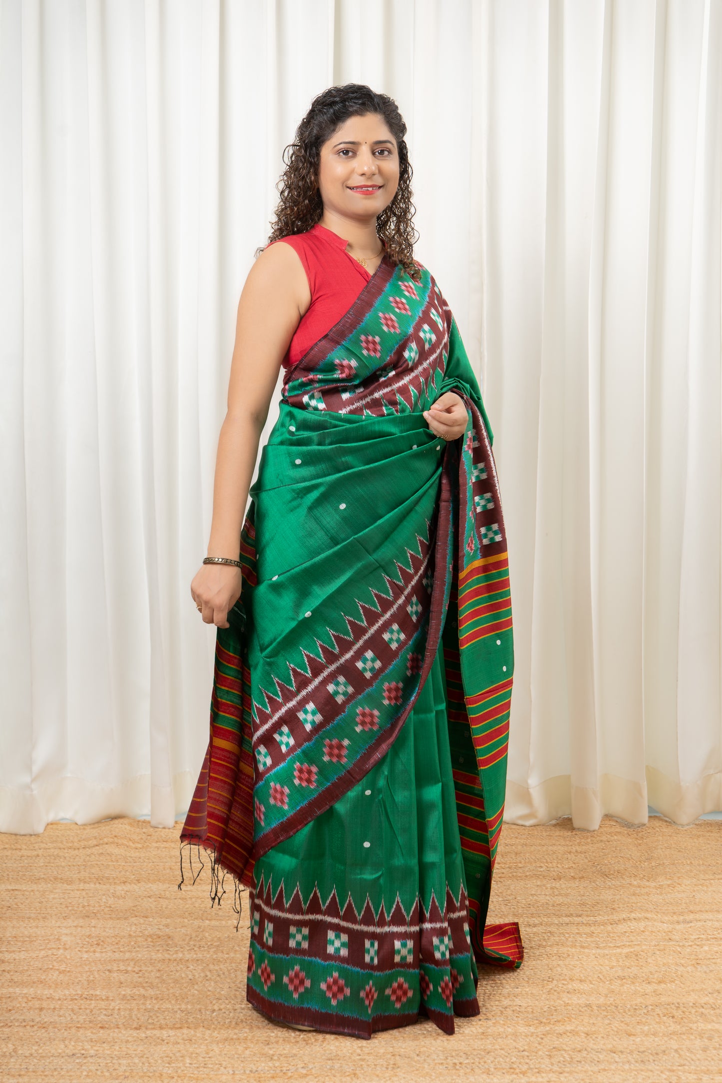 Exclusive Odisha Ikkat Pure Silk Saree- Green