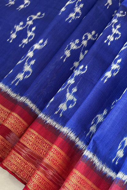 Odisha Ikkat Khandua Pure Silk Saree- Blue