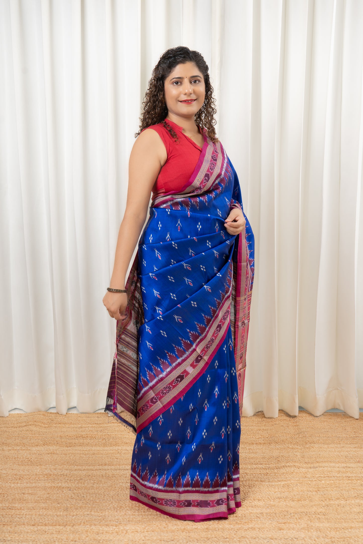 Exclusive Odisha Ikkat Chandrika Pure Silk Saree- Royal Blue