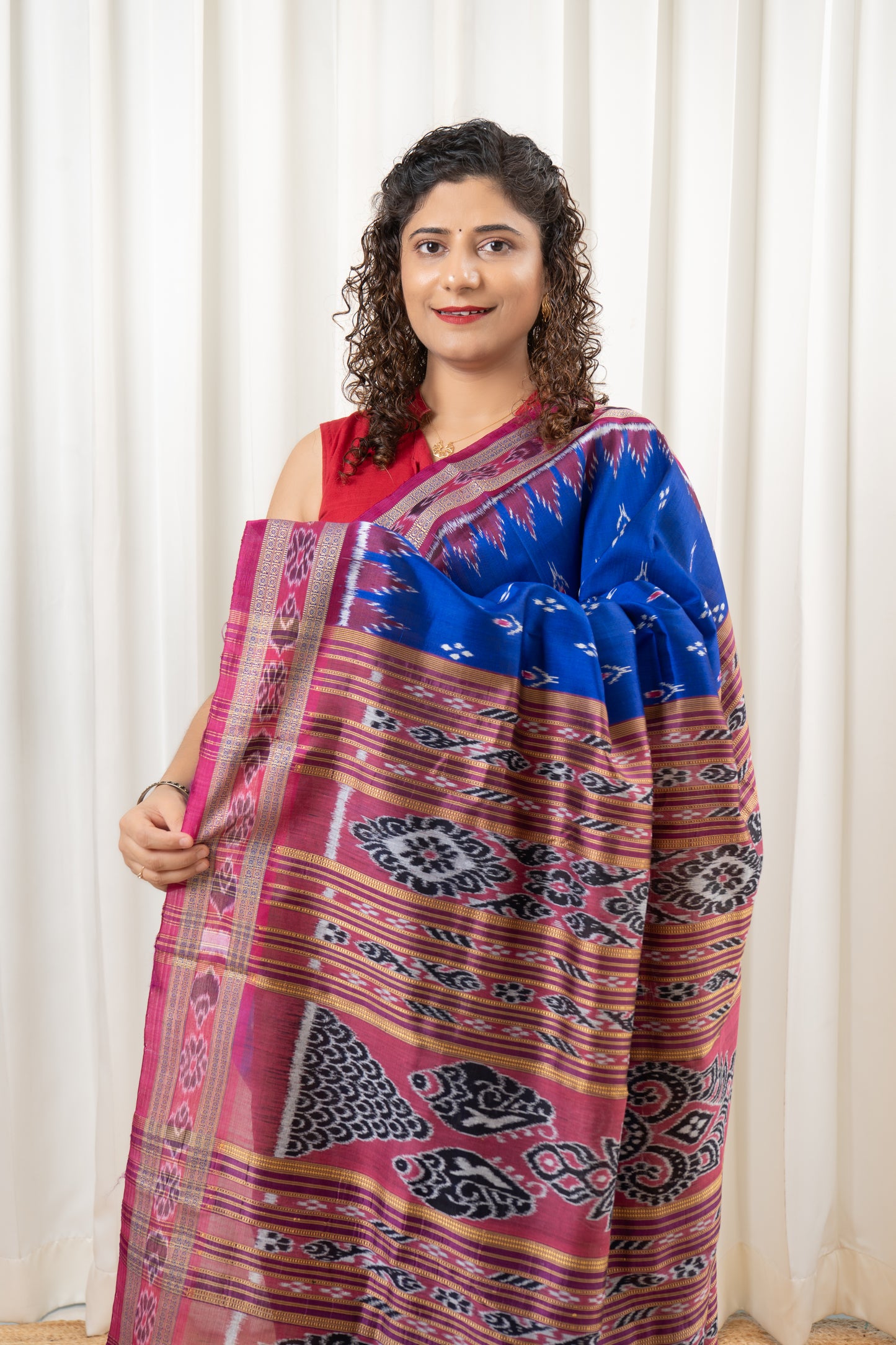 Exclusive Odisha Ikkat Chandrika Pure Silk Saree- Royal Blue
