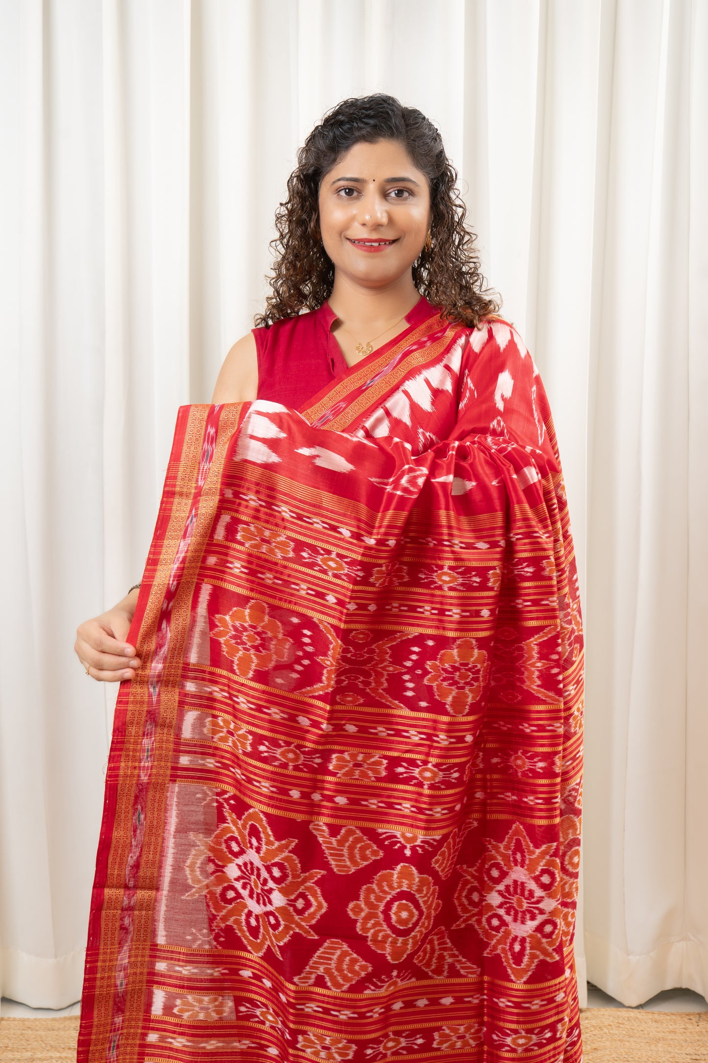 Odisha Ikkat Khandua Silk Saree - Red