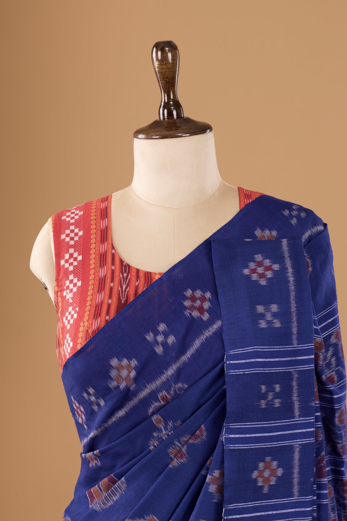 Odisha Ikkat Nabarangi Khandua Cotton Saree- Deep blue