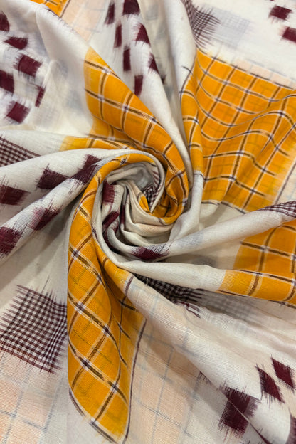 Exclusive Sambalpuri Pure Cotton Saree - Creamy White