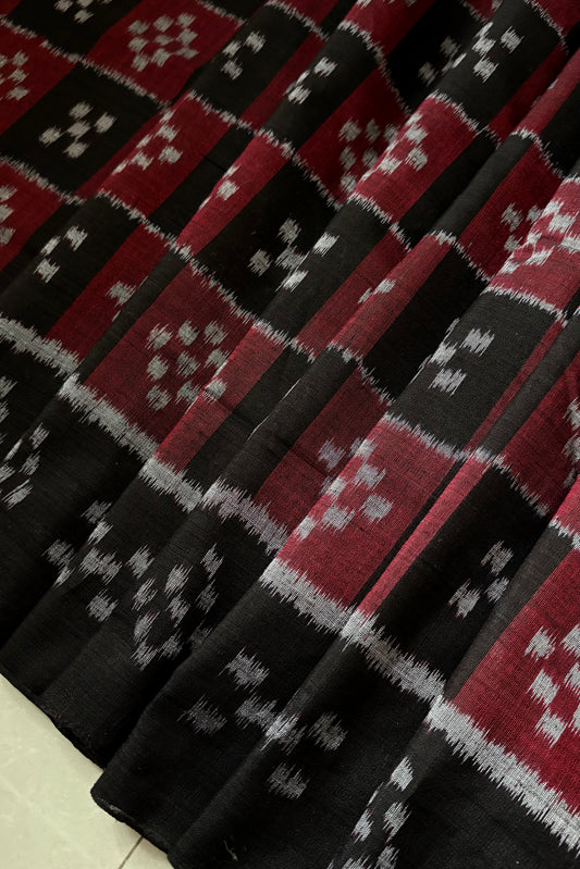 Khandua Cotton Saree - Black & Maroon