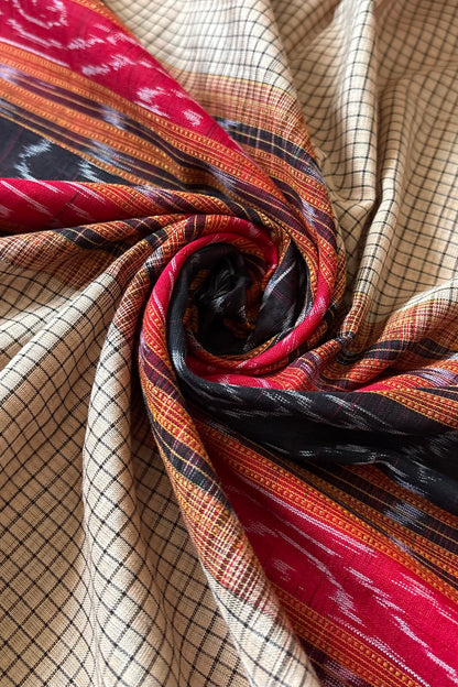 Sambalpuri Sachipar Pure Cotton Saree: Beige