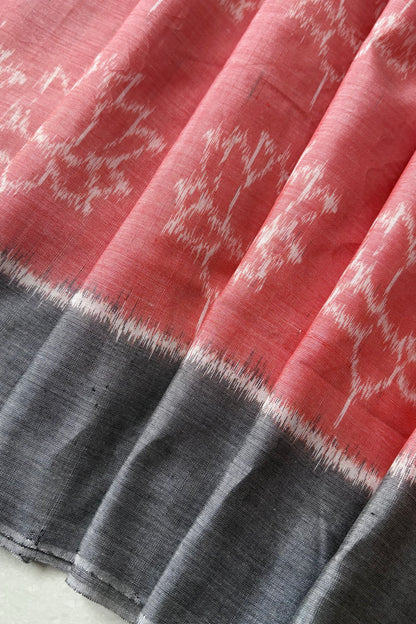 Odisha Ikkat Khandua Cotton Saree- Peach and Grey