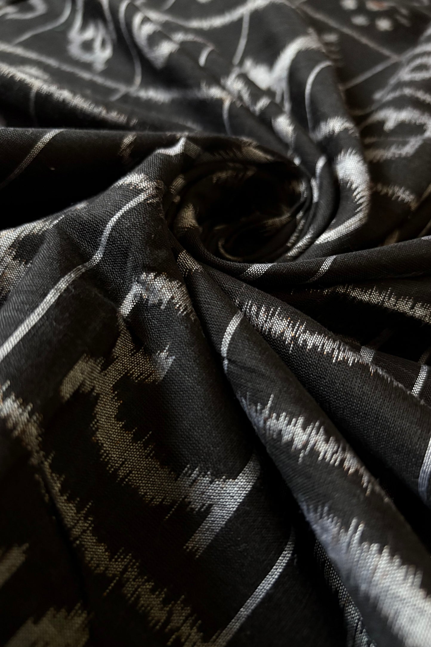Exclusive Odia Varnamala Khandua Cotton Saree - Black