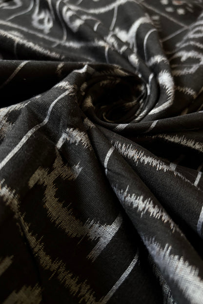 Exclusive Odia Varnamala Khandua Cotton Saree - Black