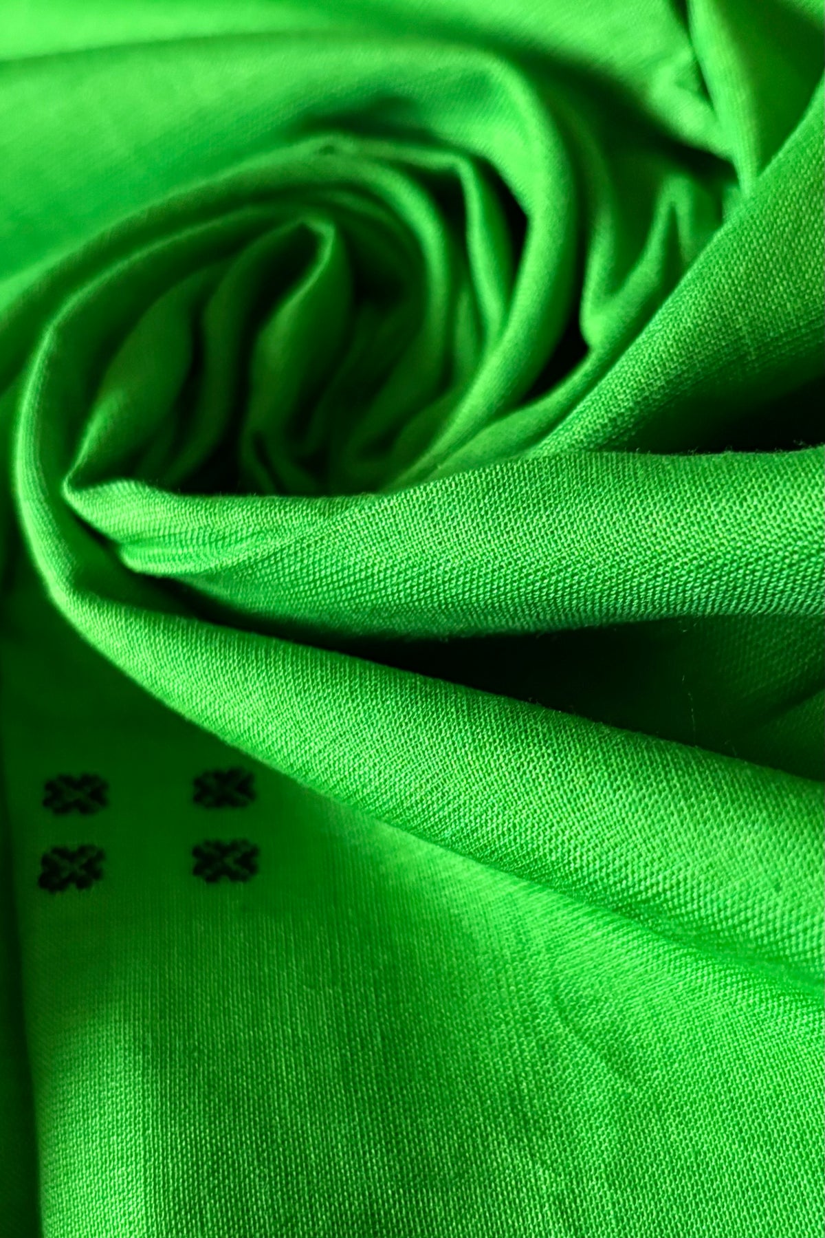 Ek Phulia Cotton Saree- Green & Black