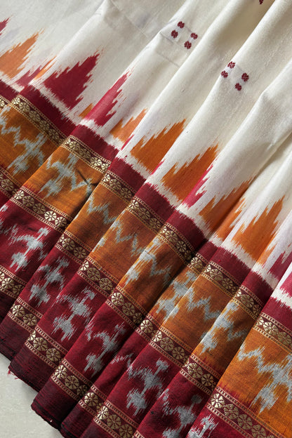 Odisha Ikkat Khandua Silk Saree - Off White