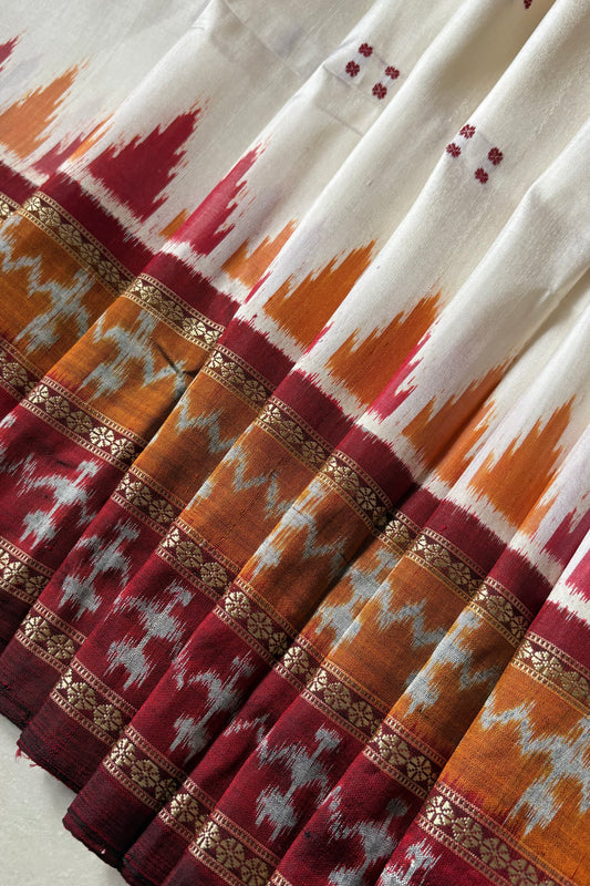 Odisha Ikkat Khandua Silk Saree - Off White