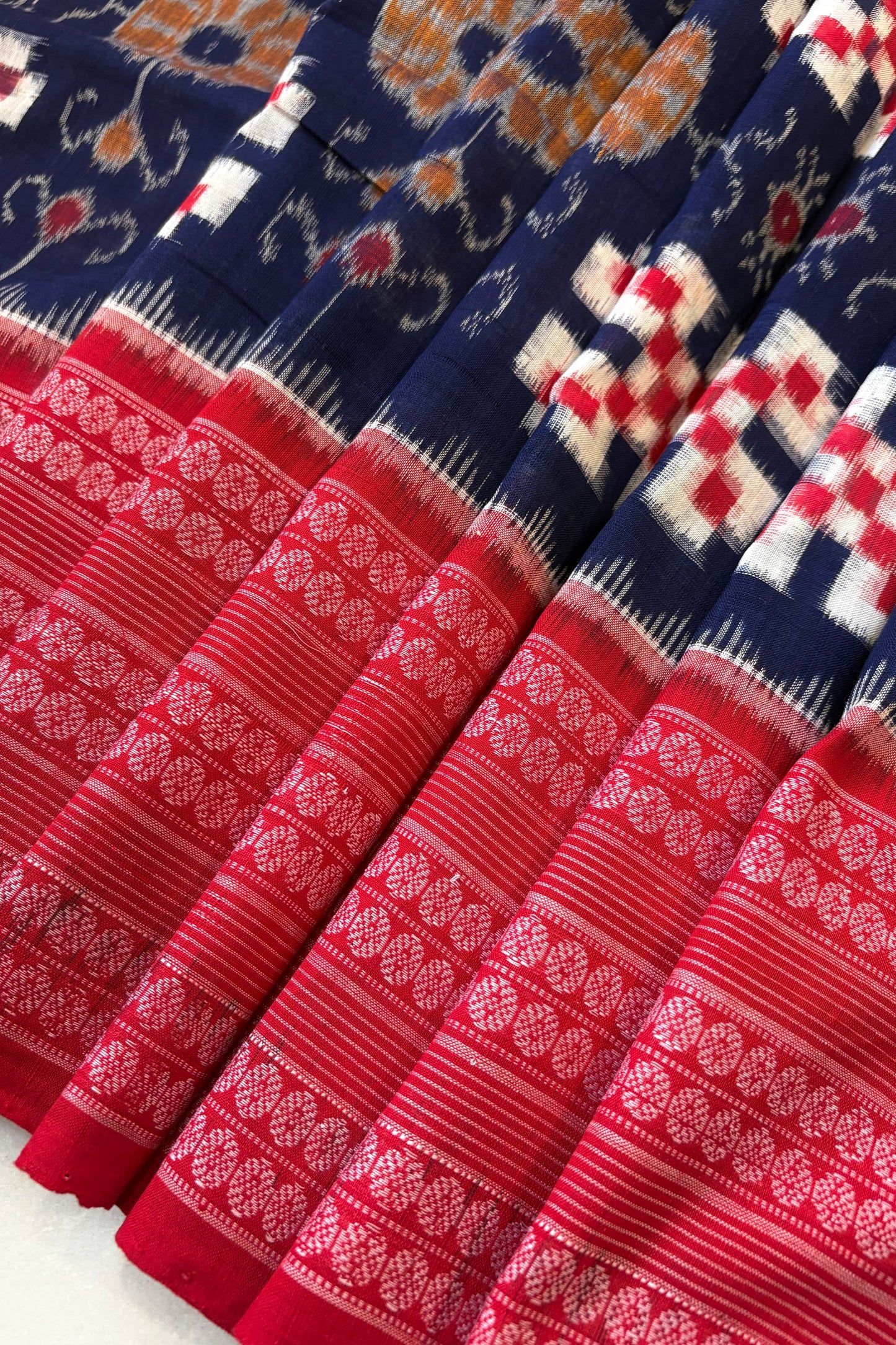 Sambalpuri Pure Cotton Saree - Deep Navy