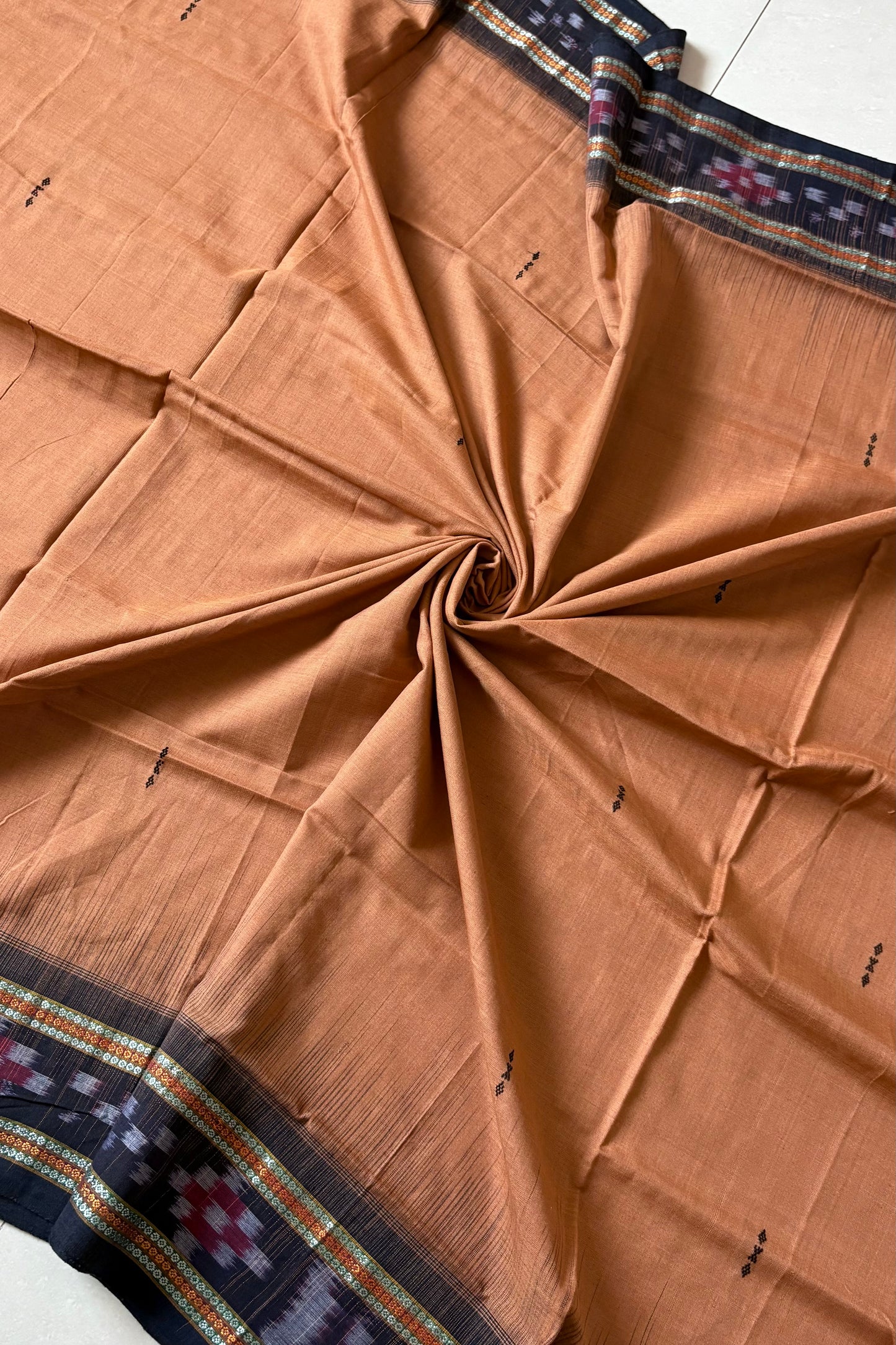 Plain Body Khandua Cotton Saree - Brown