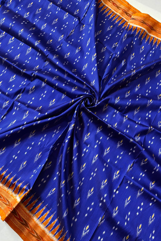 Odisha Ikkat Khandua Silk Saree - Mayura Chandrika- Royal Blue