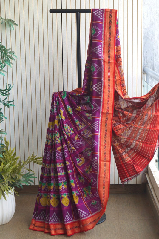 Nabakothi Khandua Pure Silk Saree: Purple