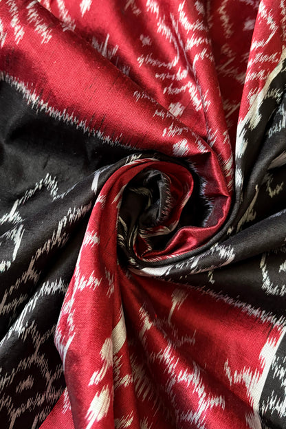 Exclusive Odisha Ikkat Nuapatna Silk Saree - Red & Black
