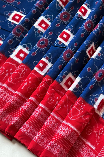 Sambalpuri Pure Cotton Saree - Blue