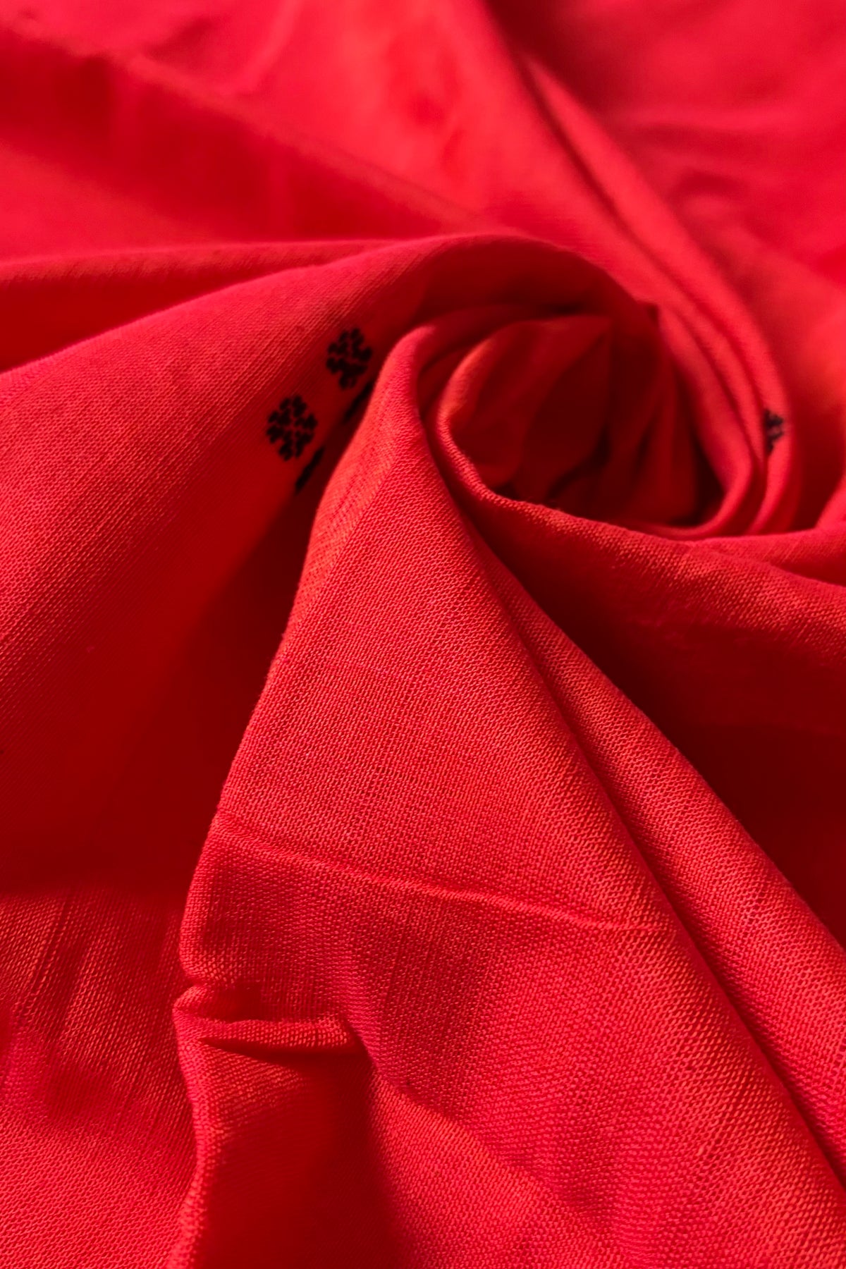 Ek Phulia Cotton Saree- Deep Orange