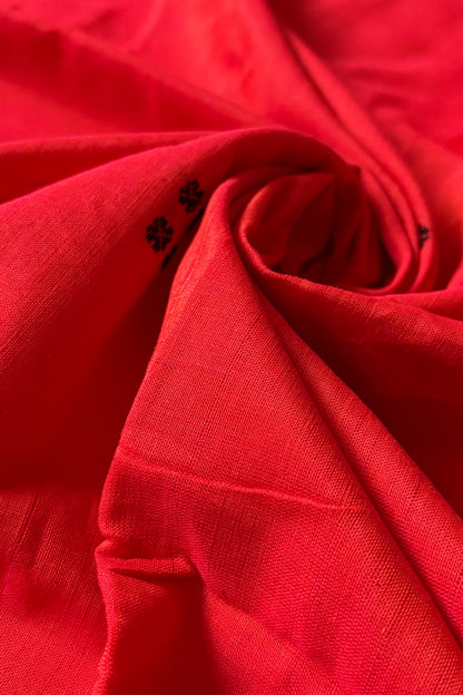Ek Phulia Cotton Saree- Deep Orange
