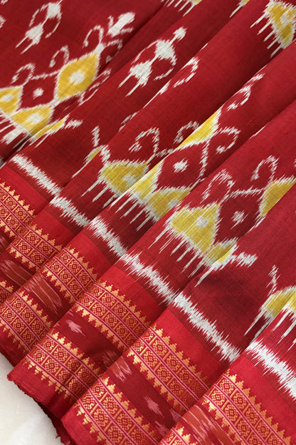 Exclusive Odisha Ikkat Pure Silk Saree- Deep Red