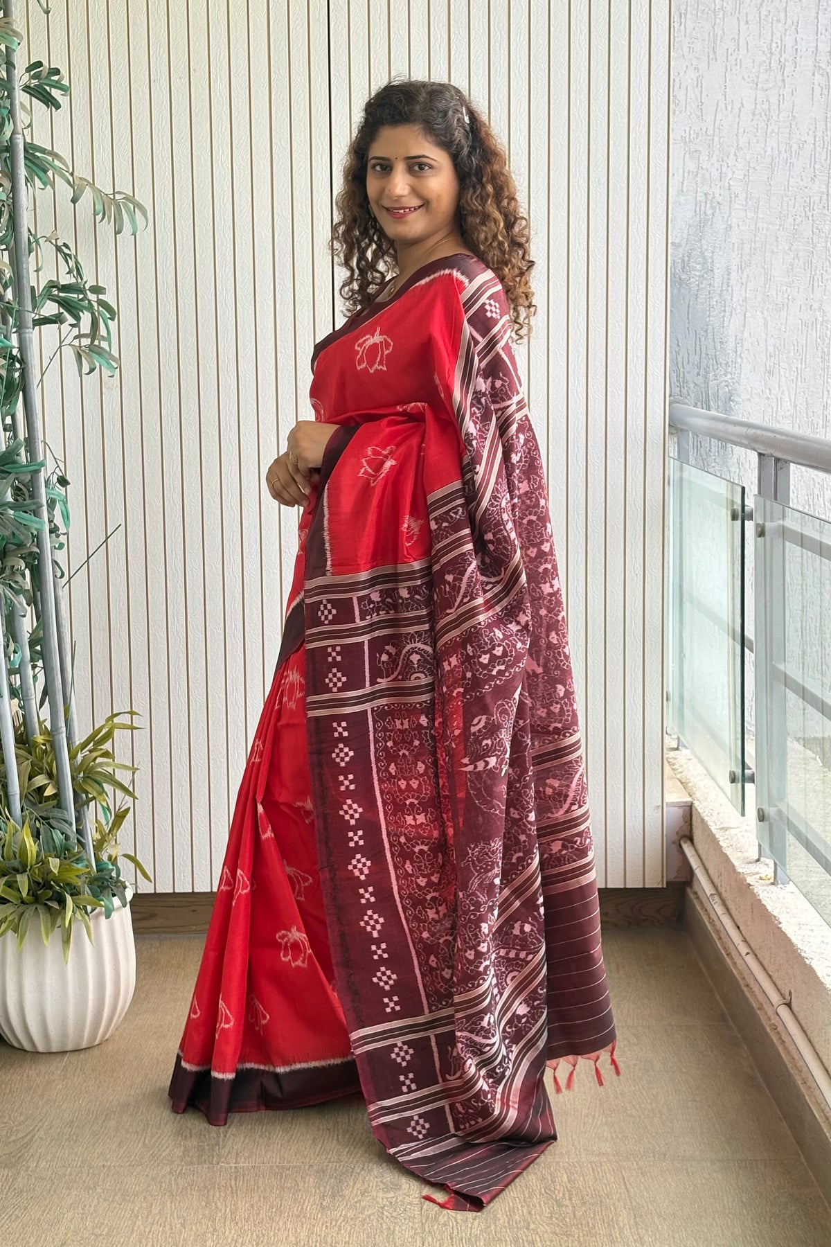 Exclusive Odisha Ikkat Pure Silk Saree- Red