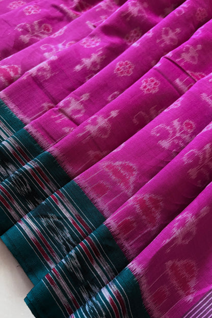 Odisha Ikkat Khandua Cotton Saree- Mauve Pink