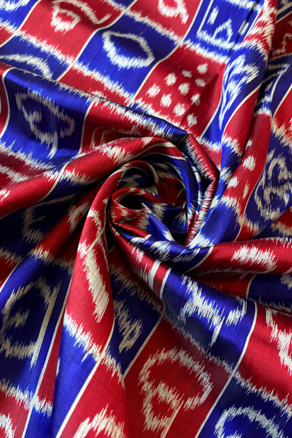 Exclusive Varnamala Odisha Ikkat Khandua Silk Saree - Navy and Red