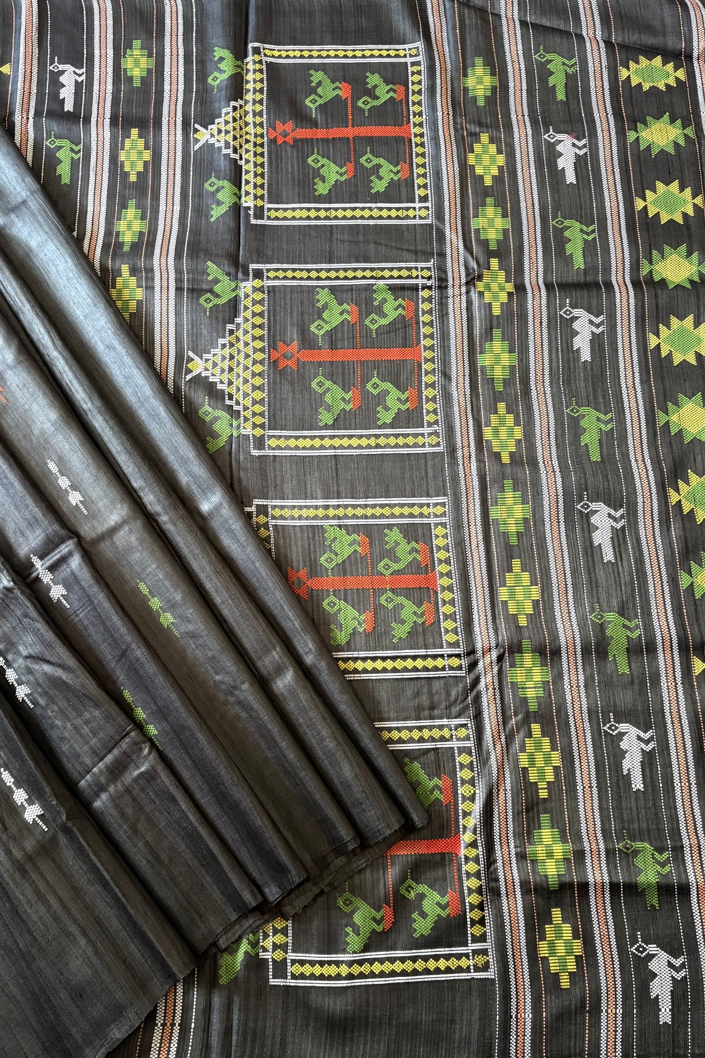 Gopalpur Tussar Silk Saree - Dark  Grey