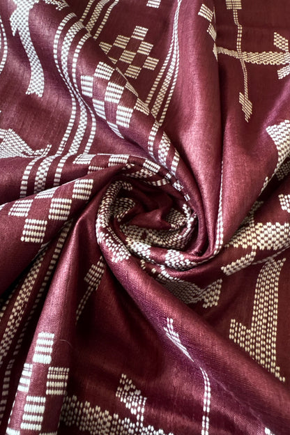Gopalpur Tussar Silk Saree- Burgundy