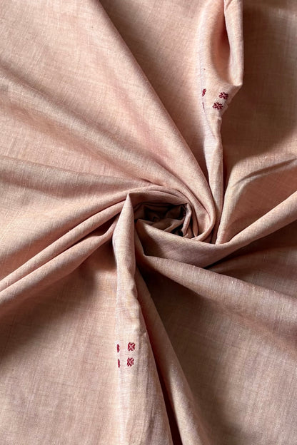 Ek Phulia Cotton Saree- Pinkish Beige &  Maroon