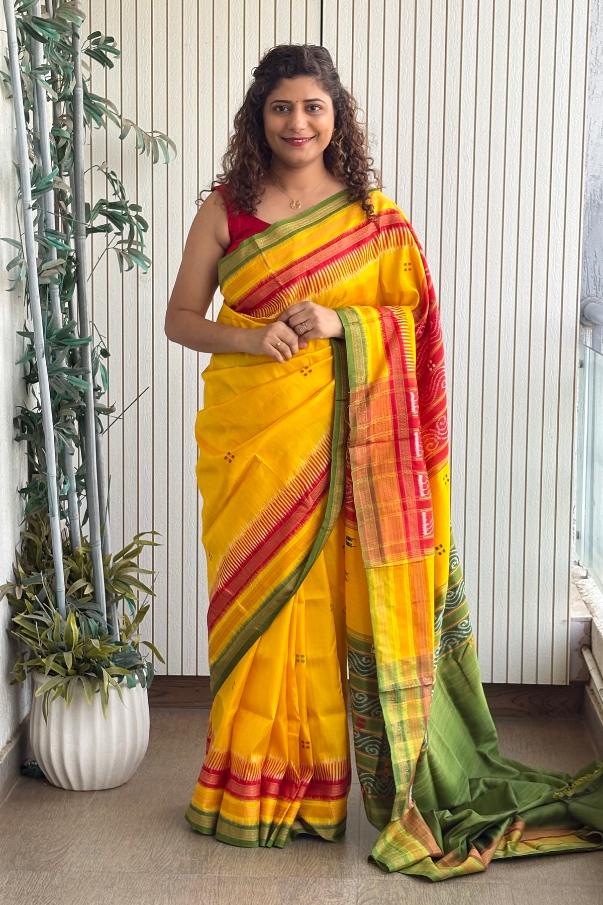 Exclusive Kathifera Odisha Ikkat Khandua Silk Saree - Yellow