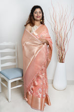 Load image into Gallery viewer, Semi Organza Banarasi Saree- Peach
