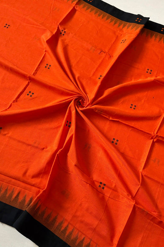 Ek Phulia Cotton Saree - Orange