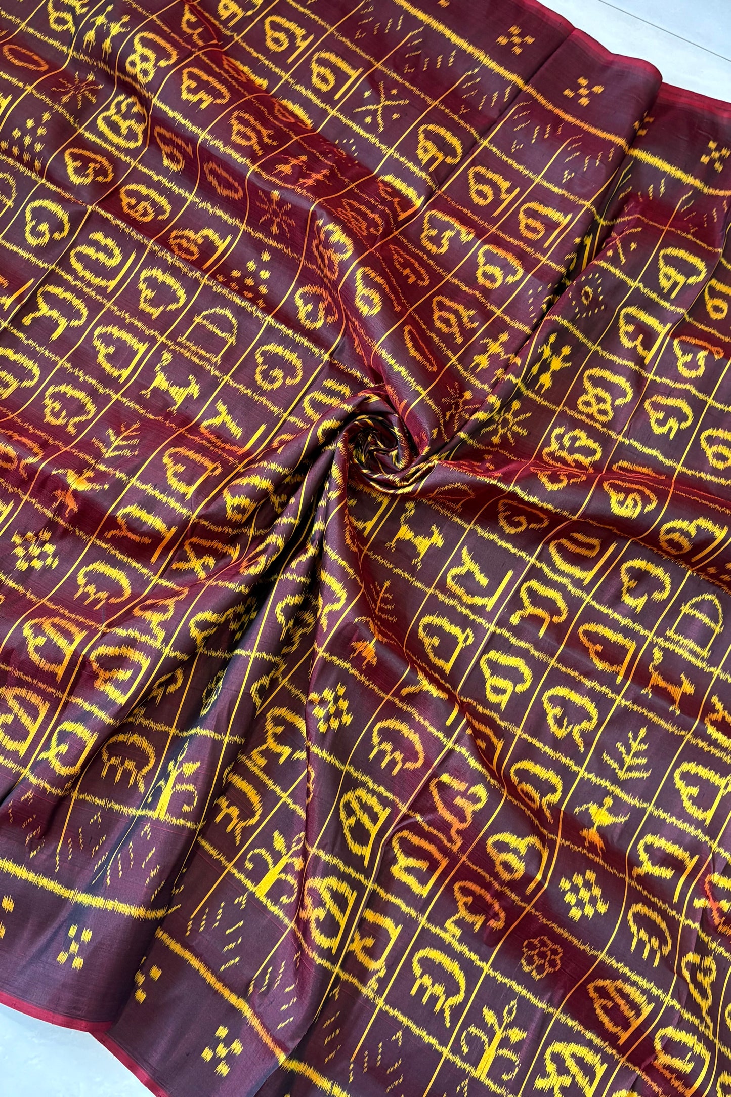 Exclusive Varnamala Odisha Ikkat Silk Saree - Dual Tone Coffee