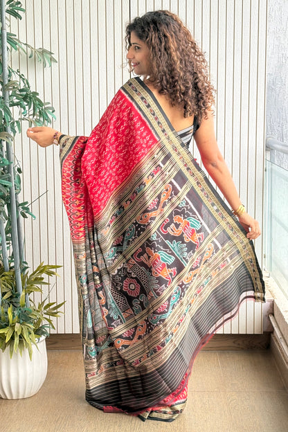 Exclusive Odisha Ikkat Pure Silk Saree-Red