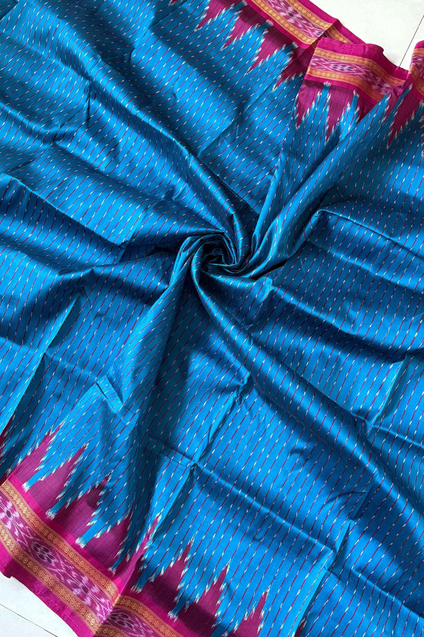 Odisha Ikkat Khandua Silk Saree - Blue