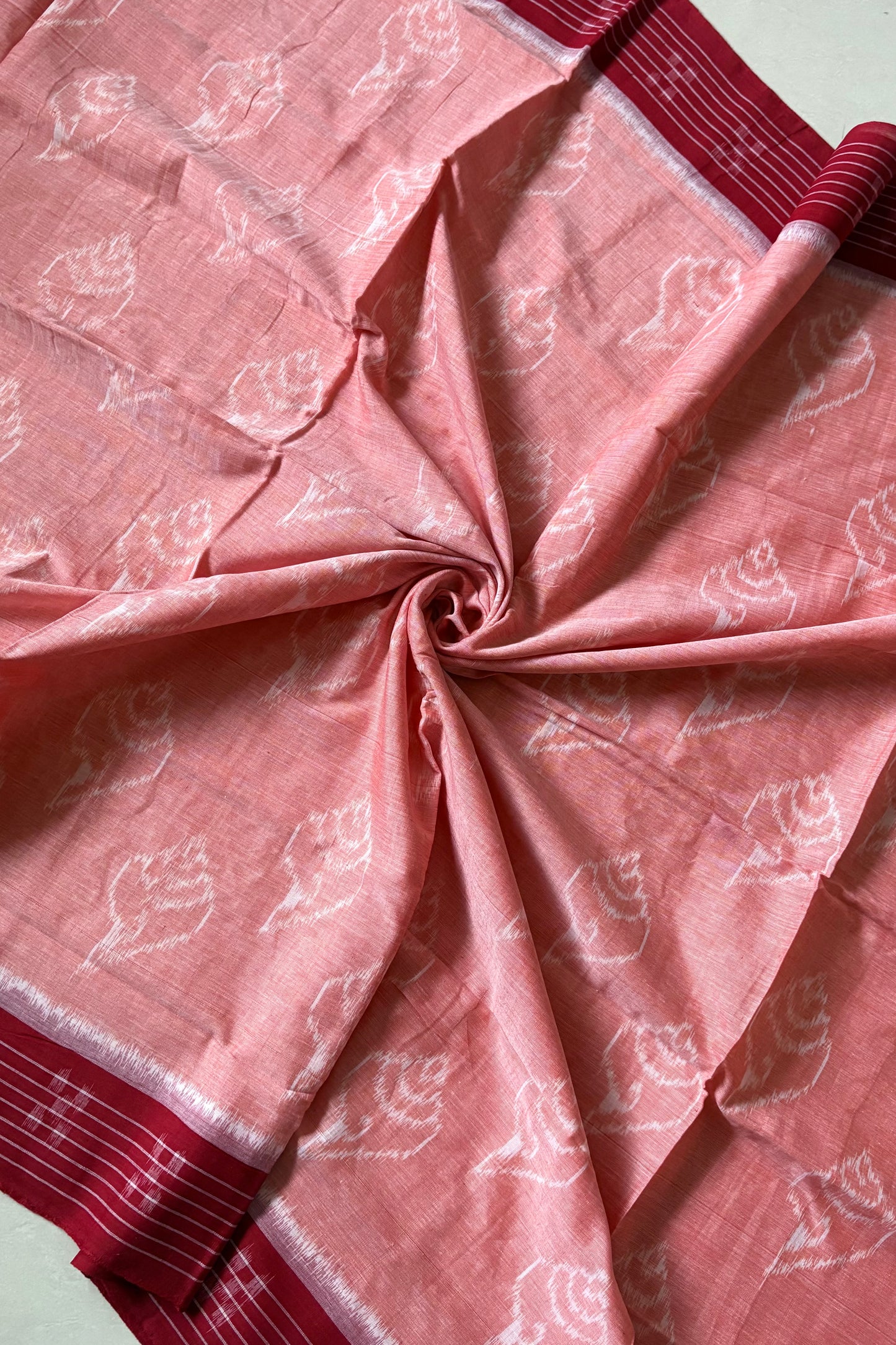 Odisha Ikkat Khandua Cotton Saree - Peach