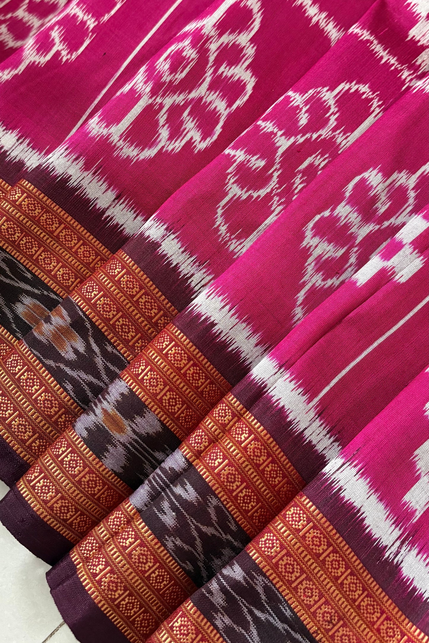 Exclusive Odisha Ikkat Nuapatna Silk Saree - Rani Pink