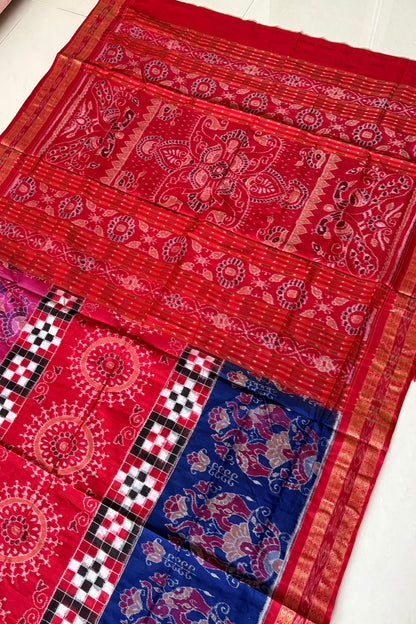 Exclusive Curvilinear Sambalpuri Ikkat Pure Cotton Saree