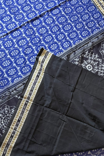 Odisha Ikkat Khandua Cotton Saree-  Navy Blue