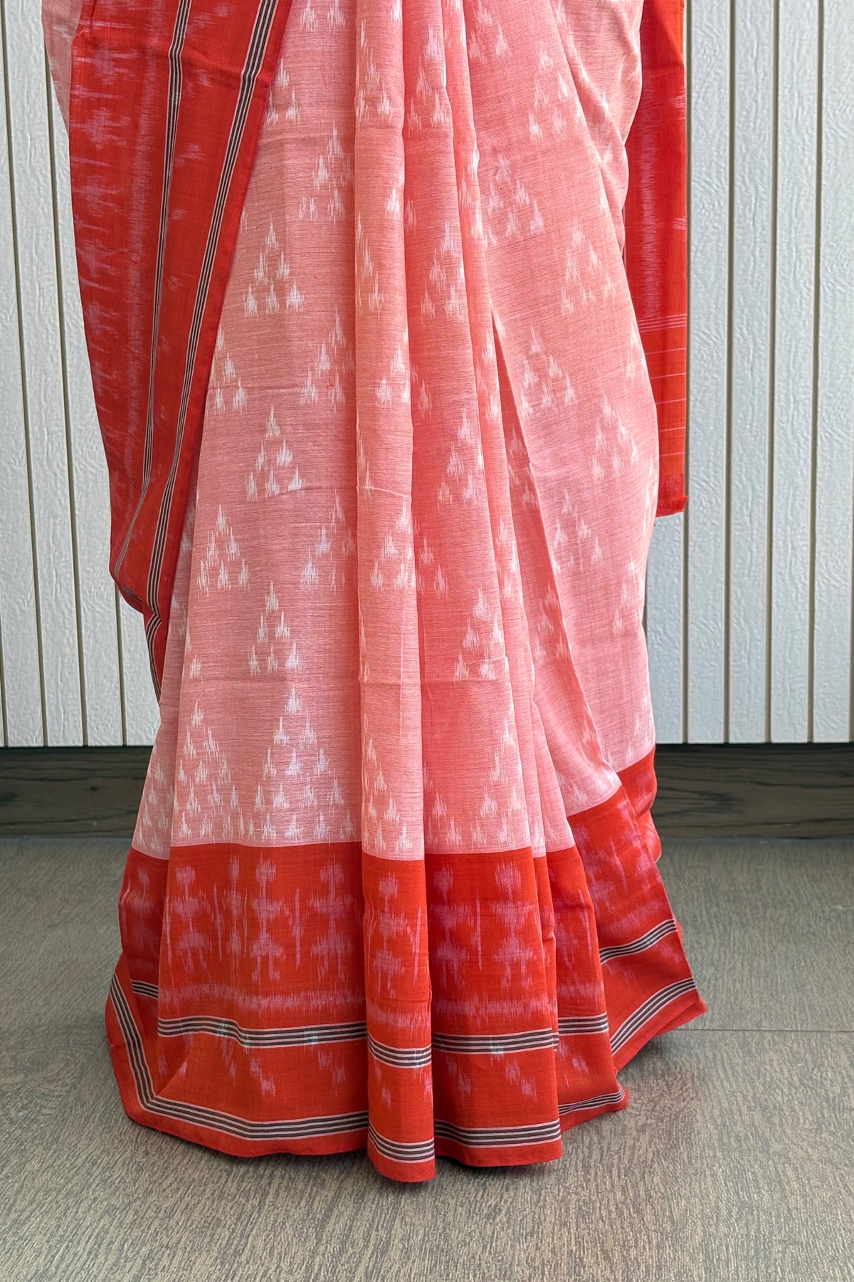 Odisha Ikkat Khandua Cotton Saree - Peach