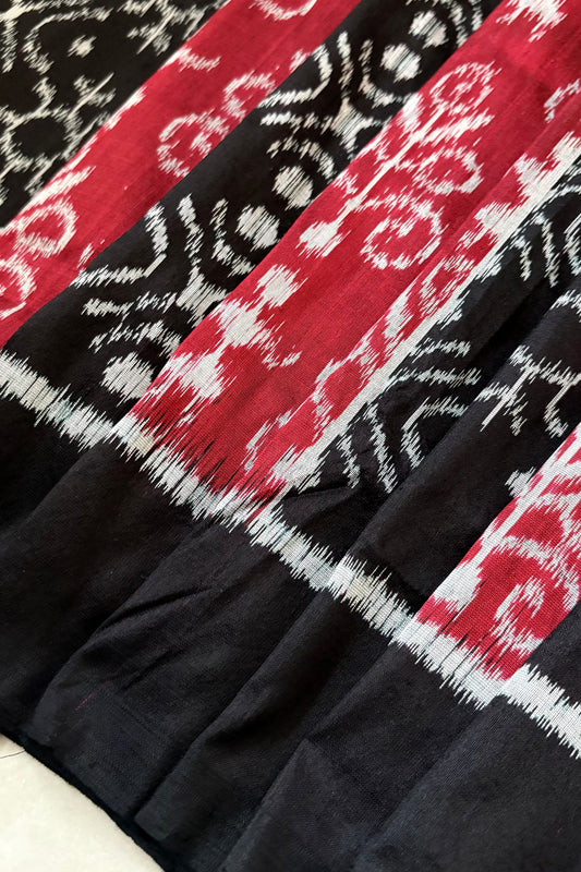 Exclusive Odisha Ikkat Nuapatna Silk Saree - Red & Black