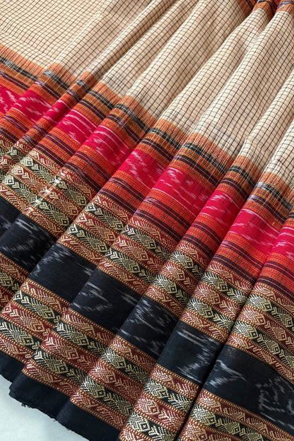 Sambalpuri Sachipar Pure Cotton Saree: Beige