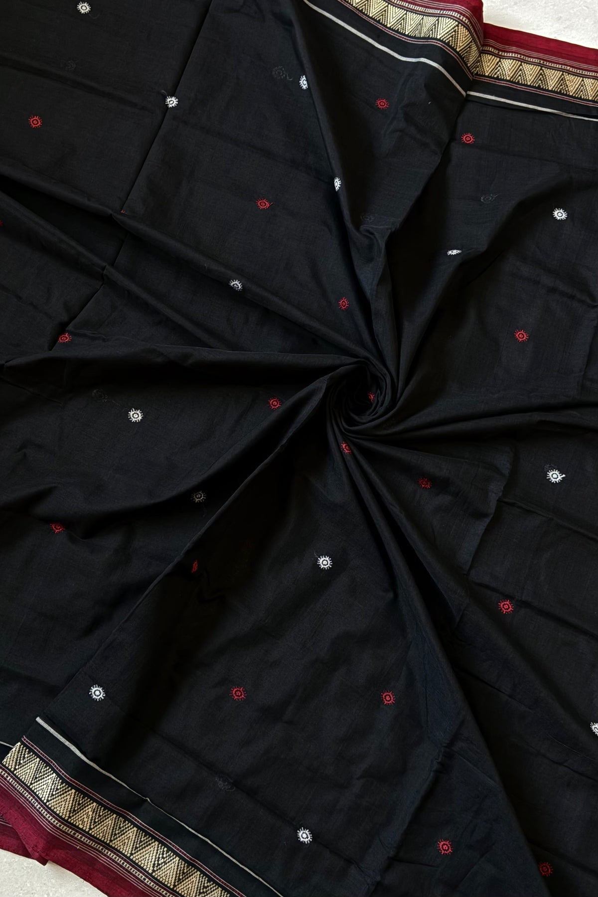 Sambalpuri Pure Cotton Dongariya Saree - Black