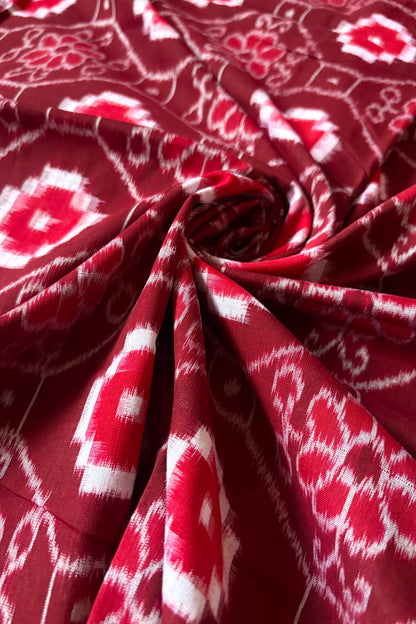 Sambalpuri Pure Cotton Saree - Maroon