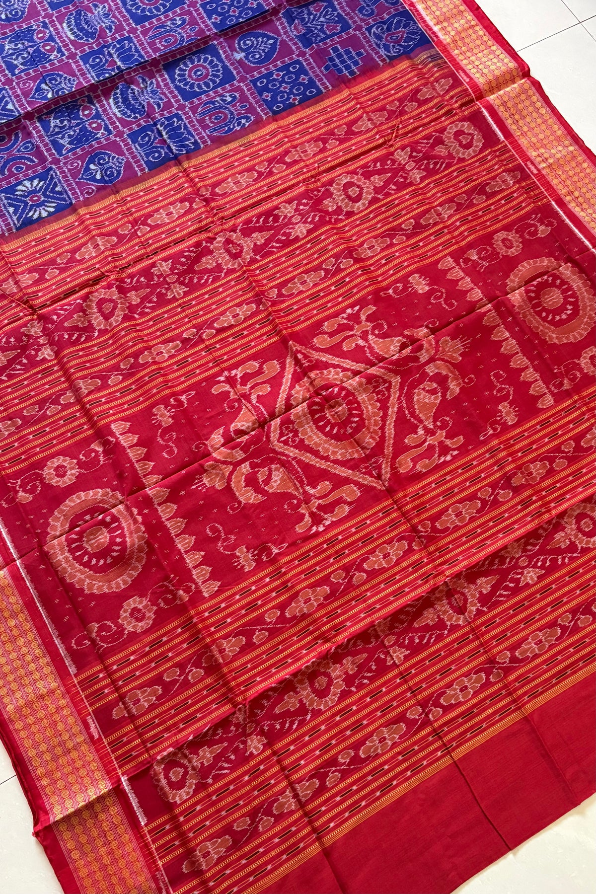 Exclusive Nabakothi Sambalpuri Cotton Saree: Dark Blue