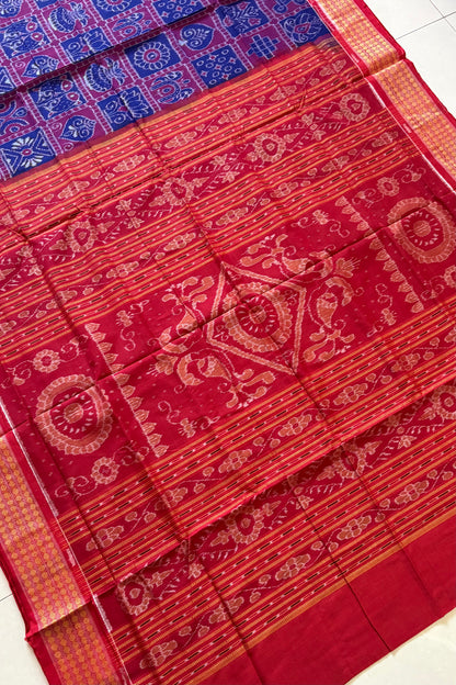 Exclusive Nabakothi Sambalpuri Cotton Saree: Dark Blue