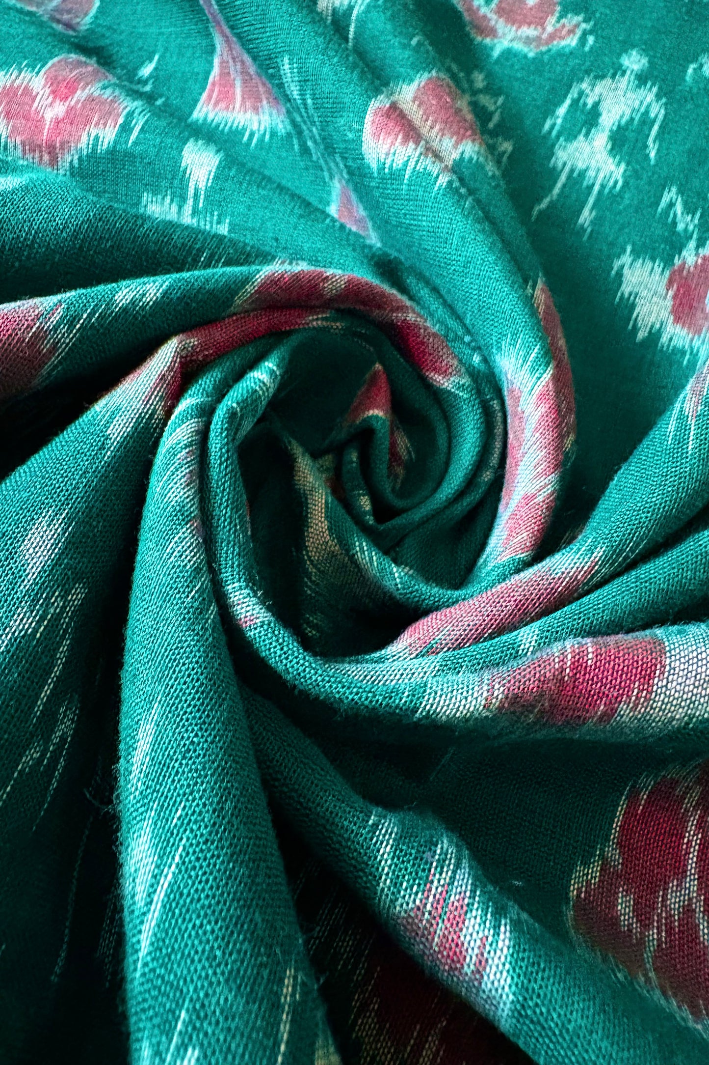 Odisha Ikkat Khandua Cotton Saree- Aqua Green