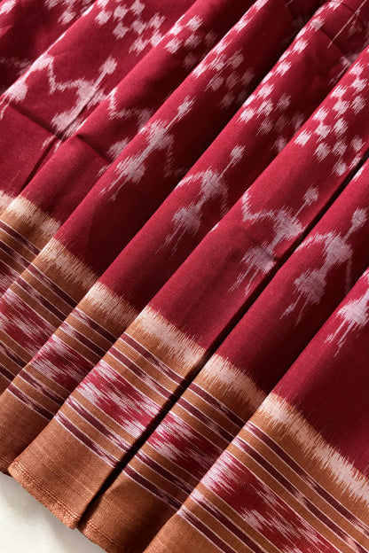 Odisha Ikkat Khandua Cotton Saree - Maroon